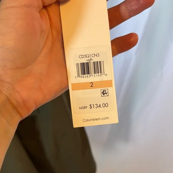 NWT Calvin Klein Olive Green A-line Shirtdress, Size 2 - Picture 6 of 14